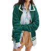 imageCHARTOU Casual Knit Zip Up Sweater for Women 2025 Fall Outfits Contrast Trim Open Front Cardigan Sweater Outwear CoatsLake Blue