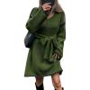 imageCHARTOU Causal Loose Straight Fit Sweater Dress for Women Fall 2025 Outfit Contrast Jumper Knit Sweater with BeltGreen