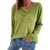 imageCHARTOU Comfort Sweater for Women 2025 Fall Outfits Hollow Out V Neck Pullover Sweater TopsGreen