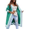 imageCHARTOU Hooded Long Knit Cardigan for Women Blcoked Color Long Sweatshirt Jacket SweaterGreen