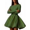 imageCHARTOU Women Basic Sweater Dress Long Sleeve Pleated Flared Knitted Short DressesGreen