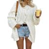 imageCHARTOU Women Cardigan Sweaters Oversized Chunky Cable Knit Button Down Open Front CardigansWhite