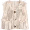 imageCHARTOU Women Chunky Knit Vest Button Down Sleeveless Sweater Tank Tops Going Out OutfitsCream