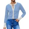 imageCHARTOU Women Color Block Cardigan Sweater Lightweight Basic Sweater Open Front Cropped Cardigan ShrugsBlue
