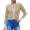 imageCHARTOU Women Color Block Cardigan Sweater Lightweight Basic Sweater Open Front Cropped Cardigan ShrugsKhaki