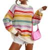imageCHARTOU Women Contrast Striped Pullover Sweater 2025 Fall Outfits Oversized Knit Jumper TopsRed