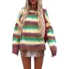 imageCHARTOU Women Contrast Stripes Pullover Sweater 2025 Fall Outfits Oversized Slouchy Fuzzy Knitted Jumper TopsColour