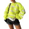 imageCHARTOU Women Fall Winter Color Block Stripes Sweater Oversized Long Sleeve Cropped Knit Pullover Sweatshirt OutfitsYellow