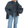 imageCHARTOU Women Large Cross Front Cape Shawl Cardigan Coat Elegant Knit Wrap Cloak Sweater Poncho JacketDark Grey
