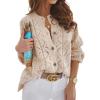 imageCHARTOU Women Lightweight Hollow Out Crochet Knit Cardigan Top Fall Crew Neck Button Down Seahorse SweaterLight Blue