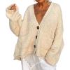 imageCHARTOU Women Oversized Cardigan Sweater Button Down V Neck Loose Sweater with PocketsApricot