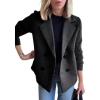 imageCHARTOU Womens Cropped Wool Blend Coat Fall Knit Sweater Blazer Notch Lapel Double Breasted Pea Coat JacketBlack