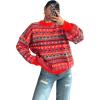 imageCHARTOU Womens Floral Crewneck Knit Sweater Pullover Lantern Long Sleeve Soft Cardigans Fall Loose OutwearsRed
