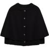 imageCHARTOU Womens Knit Button Down Cape Shawl Cardigan Crew Neck Cloak Sweater Coat Fall Elegant Poncho JacketBlack