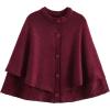 imageCHARTOU Womens Knit Button Down Cape Shawl Cardigan Crew Neck Cloak Sweater Coat Fall Elegant Poncho JacketBurgundy