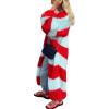 imageCHARTOU Womens Slouchy Fuzzy Chunky Knit Open Front Cardigan Stripe Color Block Lantern Sleeve Long SweaterRed