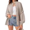 imageCardigan Sweater for Women Oversized Button Down Lantern Sleeve Open Front Cardigan Knit OutwearKhaki