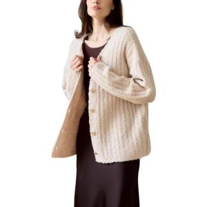 imageCHARTOU Women Slouchy Fuzzy Knit Cardigan Sweater Fall V Neck Button Down Long Sleeve Sweater CoatApricot