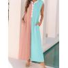 imageCHARTOU Loose Striped Wide Leg Jumpsuit for Women Summer Comfy Sleeveless Romper Baggy OverallBlue