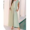 imageCHARTOU Loose Striped Wide Leg Jumpsuit for Women Summer Comfy Sleeveless Romper Baggy OverallGreen