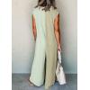 imageCHARTOU Loose Striped Wide Leg Jumpsuit for Women Summer Comfy Sleeveless Romper Baggy OverallGreen