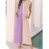 imageCHARTOU Loose Striped Wide Leg Jumpsuit for Women Summer Comfy Sleeveless Romper Baggy OverallPurple