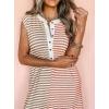 imageCHARTOU Loose Striped Wide Leg Jumpsuit for Women Summer Romper Flowy Pants Comfy Sleeveless Button Baggy OverallsBrown