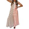 imageCHARTOU Loose Striped Wide Leg Jumpsuit for Women Summer Romper Flowy Pants Comfy Sleeveless Button Baggy OverallsBrown