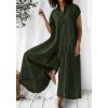 imageCHARTOU Loose Wide Leg Jumpsuit Women Jumper Linen Palazzo Pants Romper Summer Button Sleeveless Lounge JumpsuitGreen