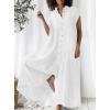 imageCHARTOU Loose Wide Leg Jumpsuit Women Jumper Linen Palazzo Pants Romper Summer Button Sleeveless Lounge JumpsuitWhite
