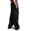 imageCHARTOU Men Casual Straight Leg Elastic Waist Lounge Pants Cargo Sweatpants with Pockets DrawstringBlack