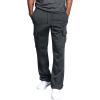 imageCHARTOU Men Casual Straight Leg Elastic Waist Lounge Pants Cargo Sweatpants with Pockets DrawstringDark Grey