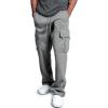 imageCHARTOU Men Casual Straight Leg Elastic Waist Lounge Pants Cargo Sweatpants with Pockets DrawstringLight Grey