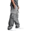 imageCHARTOU Men Casual Straight Leg Elastic Waist Lounge Pants Cargo Sweatpants with Pockets DrawstringLight Grey