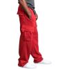 imageCHARTOU Men Casual Straight Leg Elastic Waist Lounge Pants Cargo Sweatpants with Pockets DrawstringRed