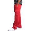 imageCHARTOU Men Casual Straight Leg Elastic Waist Lounge Pants Cargo Sweatpants with Pockets DrawstringRed