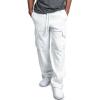 imageCHARTOU Men Casual Straight Leg Elastic Waist Lounge Pants Cargo Sweatpants with Pockets DrawstringWhite