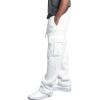 imageCHARTOU Men Casual Straight Leg Elastic Waist Lounge Pants Cargo Sweatpants with Pockets DrawstringWhite