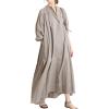 imageCHARTOU Oversized Button Down Shirt Dress for Women Long Sleeve Maxi Dress Flowy Ruffle Tunic Dress BeachGrey