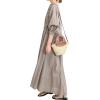 imageCHARTOU Oversized Button Down Shirt Dress for Women Long Sleeve Maxi Dress Flowy Ruffle Tunic Dress BeachGrey
