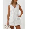 imageCHARTOU Rompers for Women Sleeveless Button Front Office Work Shorts Jumpsuit with BeltWhite