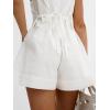 imageCHARTOU Rompers for Women Sleeveless Button Front Office Work Shorts Jumpsuit with BeltWhite