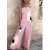 imageCHARTOU Summer Casual Boho Jumpsuits for Women Loose Wide Leg Overalls Floral Printed Baggy RomperPink