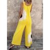 imageCHARTOU Summer Casual Boho Jumpsuits for Women Loose Wide Leg Overalls Floral Printed Baggy RomperYellow