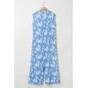 imageCHARTOU Summer Flowy Wide Leg Jumpsuits for Women 2025 Floral Button Cap Sleeve Long Romper Beach OutfitsBlue