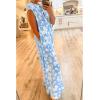 imageCHARTOU Summer Flowy Wide Leg Jumpsuits for Women 2025 Floral Button Cap Sleeve Long Romper Beach OutfitsBlue