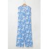 imageCHARTOU Summer Flowy Wide Leg Jumpsuits for Women 2025 Floral Button Cap Sleeve Long Romper Beach OutfitsBlue