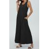 imageCHARTOU Summer Striped Jumpsuit for Women Wide Leg Jumpsuit Sleeveless Long Romper Button Down Baggy Overalls JumperBlack