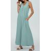 imageCHARTOU Summer Striped Jumpsuit for Women Wide Leg Jumpsuit Sleeveless Long Romper Button Down Baggy Overalls JumperGreen