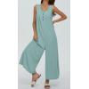 imageCHARTOU Summer Striped Jumpsuit for Women Wide Leg Jumpsuit Sleeveless Long Romper Button Down Baggy Overalls JumperGreen